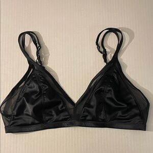 Aerie Black Satin Mesh Bralette